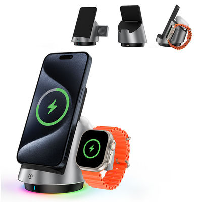 comprar 3 em 1 carregador de iPhone sem fio Stand Desktop Dupla bobina Magsafe Car Mount online manufacture