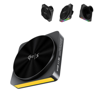 comprar QI2 Carregador sem fio magnético de carro de design totalmente metálico com 9 cores claras e projeção de luz ambiente online manufacture
