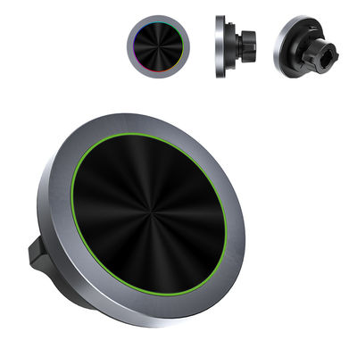 comprar Texturas de liga de alumínio RGB Efeito de luz ajustável Carregador sem fio Magsafe para carregador de telefone de carro Carregamento rápido Operação de uma mão online manufacture