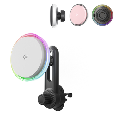 comprar QI2 Carregador sem fio de montagem magnética com ventilador de resfriamento e luz estelar para automóveis online manufacture