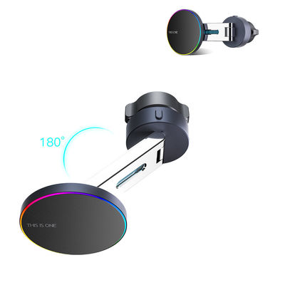 Carregador de telefone de carro magnético ajustável com luz ambiente