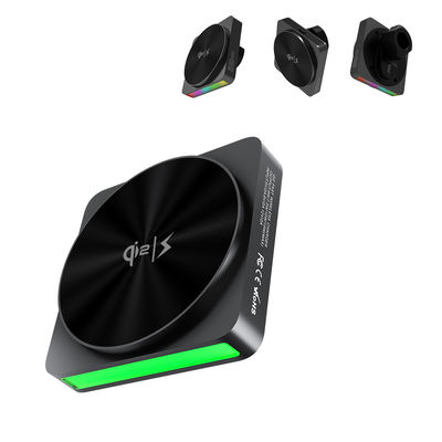 Carregador sem fio de carro de 9 cores, carregador sem fio de carregamento rápido de 15W placa de metal tecnologia preta pickup de som