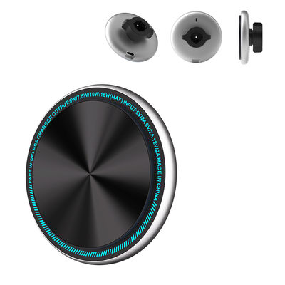 Carregador sem fio de 15w Carregador de telefone de carro magnético de metal com design inovador de luz de corrida e sucção magnética Magsafe rápida